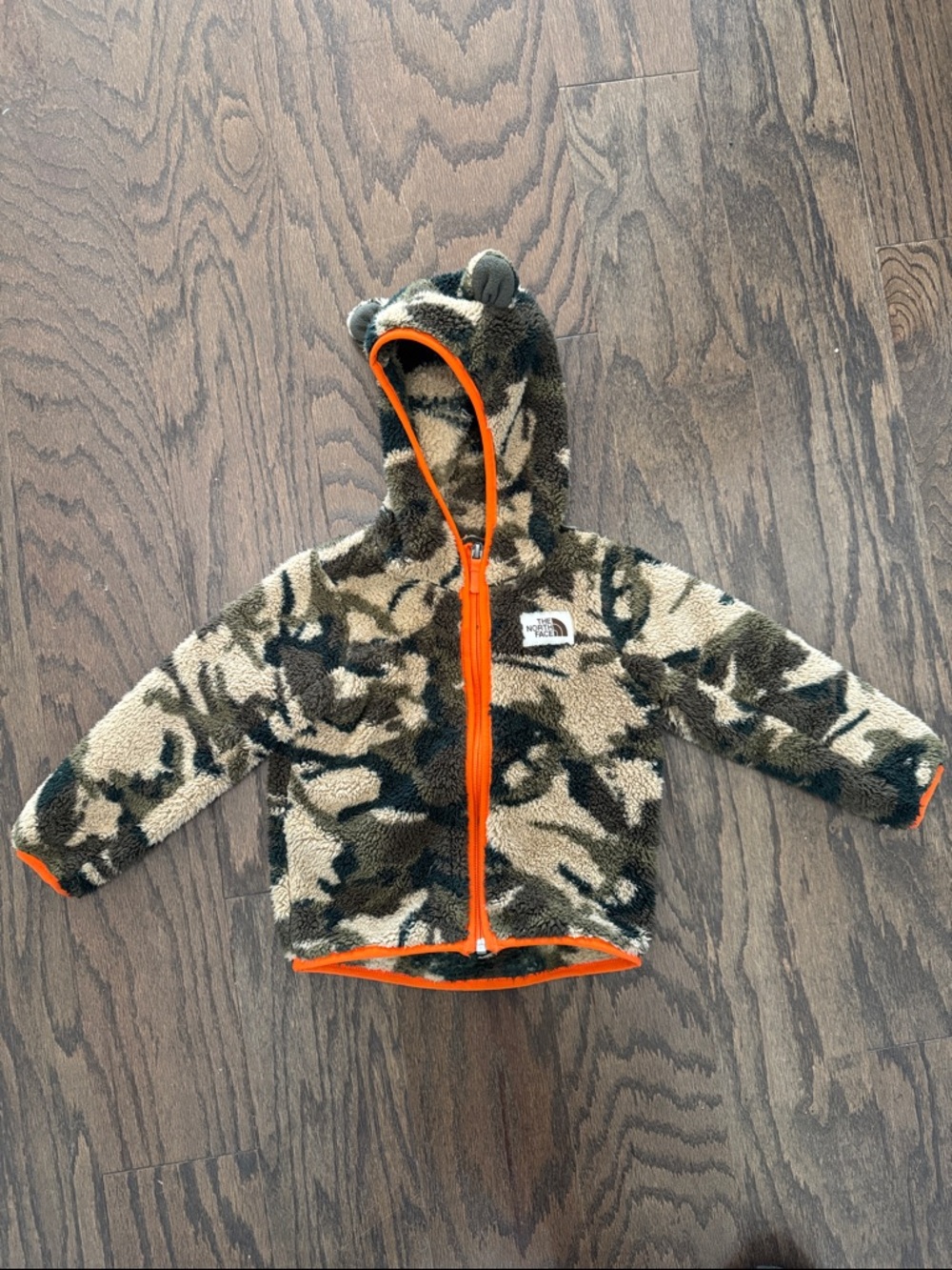 The North Face Kids' Camouflage Sherpa jacket with Orange Trim